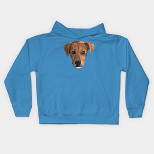 Sweet Brown Pitbull Puppy Portrait Kids Hoodie